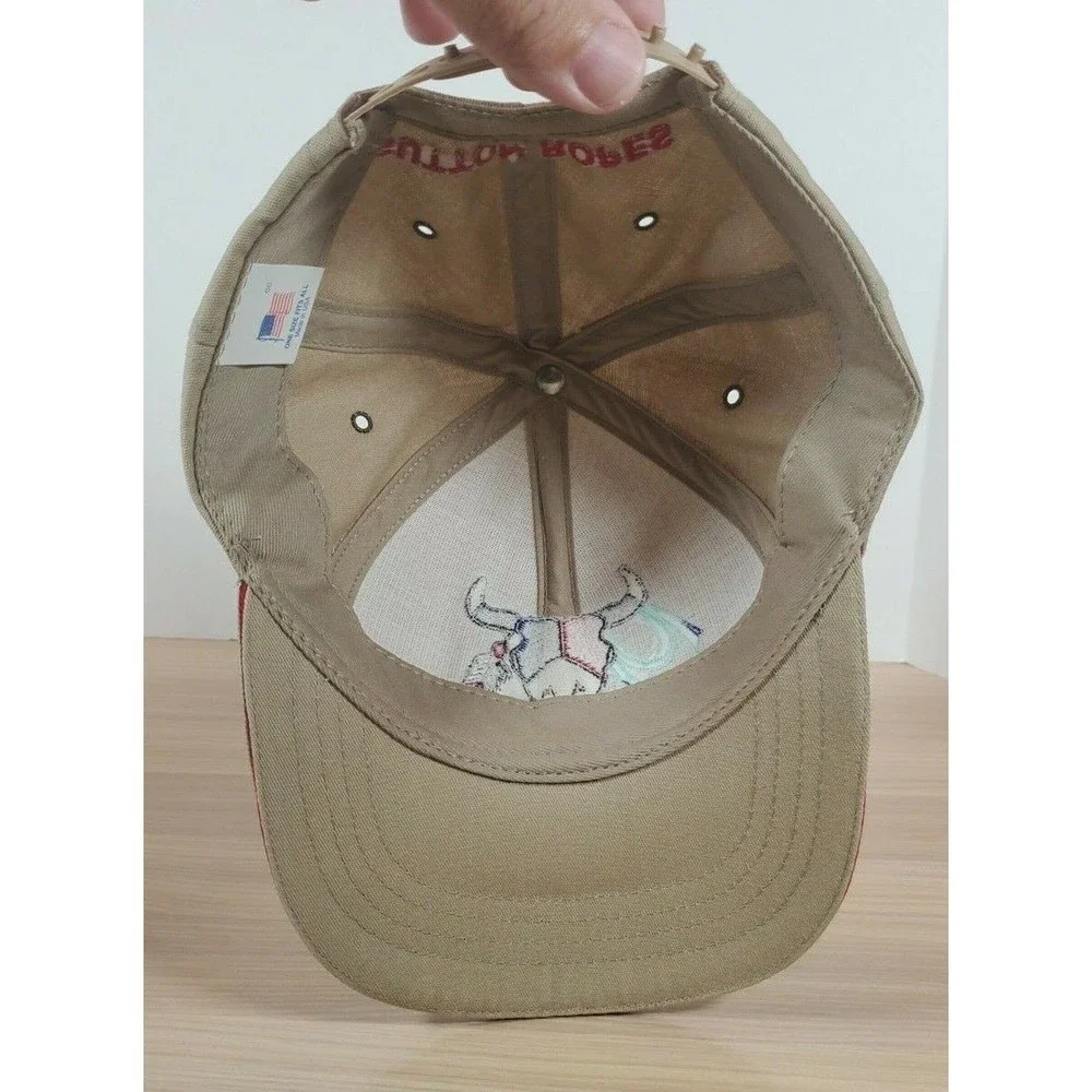 Vtg Dad Hat Tan Red Snapback Embroidered Southwest‎ Sutton Ropes Made in USA